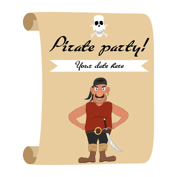 Cartel fiesta pirata — Vector de stock