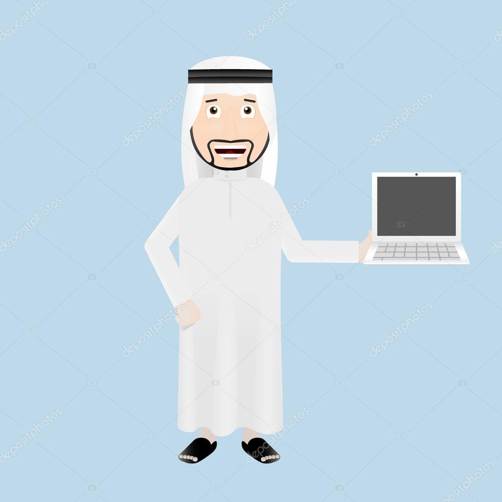 Arabic businessman with laptop