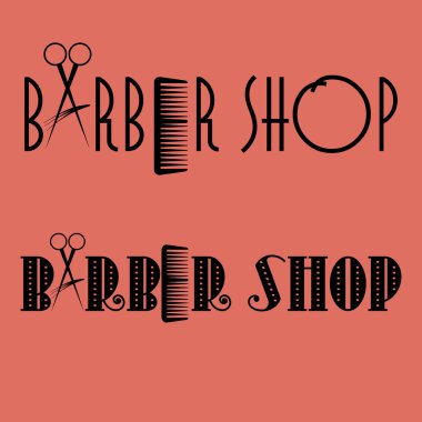 Makas ile berber dükkanı logo ve tarak