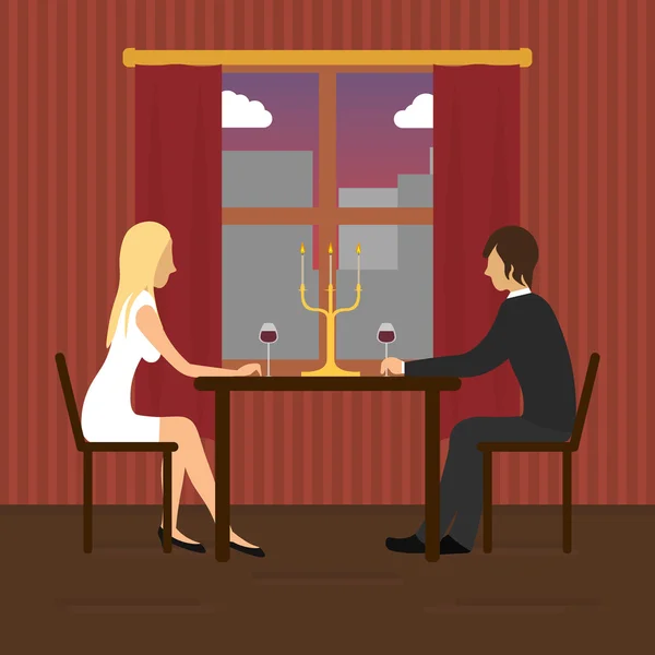 Loving couple in restaurant — Stock Vector