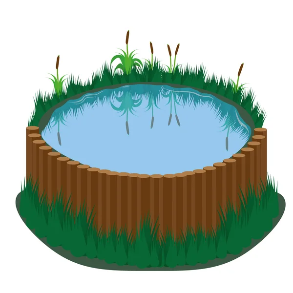 Pong avec herbe et roseau — Image vectorielle