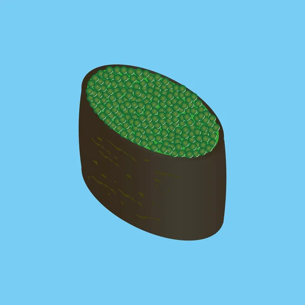 Gunkan-maki con caviar verde. Sushi japonés . — Vector de stock