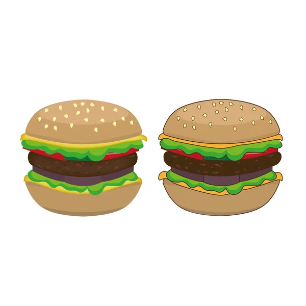 Felülnézet elszigetelt hamburger — Stock Vector