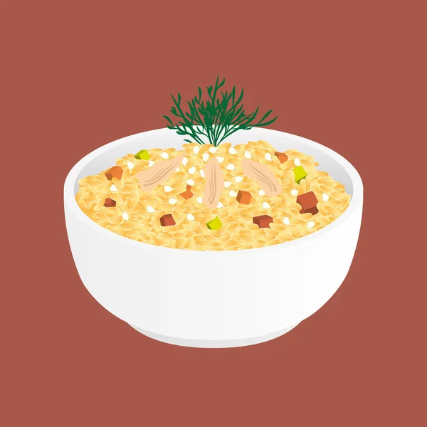 Arroz frito con pollo y verduras - tyachun — Vector de stock