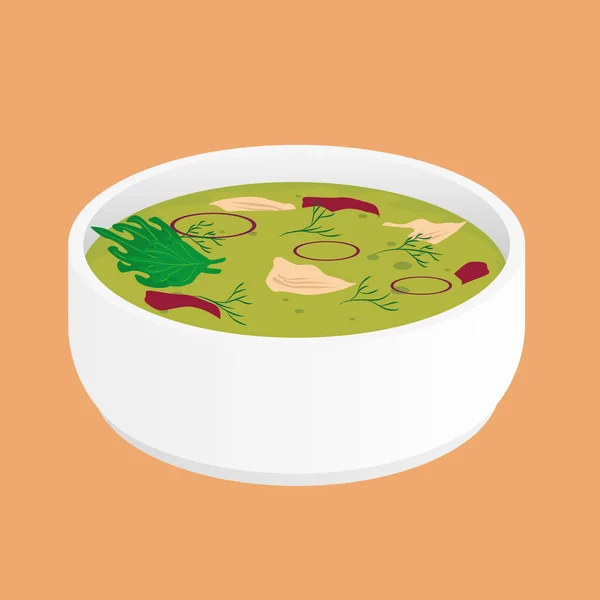 绿色鸡肉咖喱汤 — 图库矢量图片