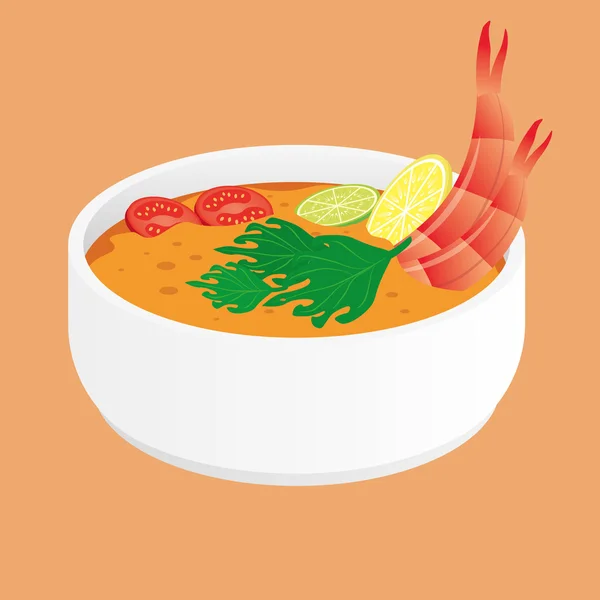 Tom yum kung. Thai soppa. — Stock vektor