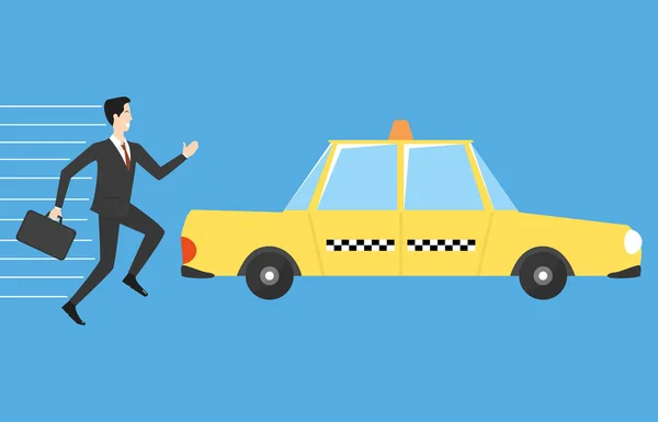 Businessman running for taxi — Stock Vector