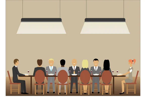 Meeting in office with dinner — Stock Vector