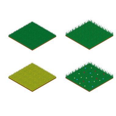 Set of isometric grass tiles clipart