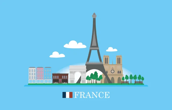 Frankreich berühmte Gebäude Infografik — Stockvektor