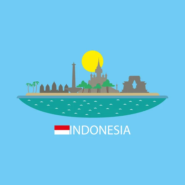 Indonesia famosi edifici infografica — Vettoriale Stock