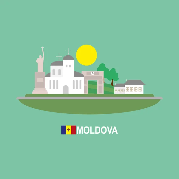 Moldavia infografía de edificios famosos — Vector de stock