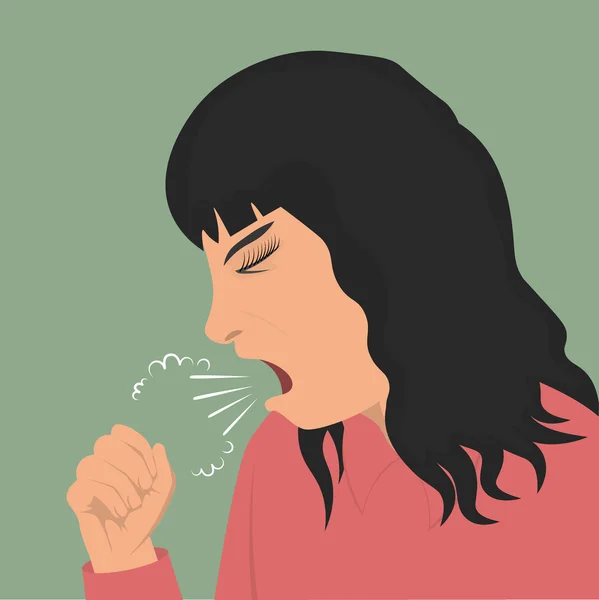 Illustration coughing woman — Stock Vector