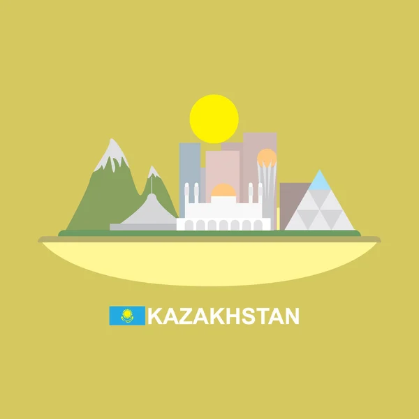 Infografica Kazakistan con edifici famosi — Vettoriale Stock
