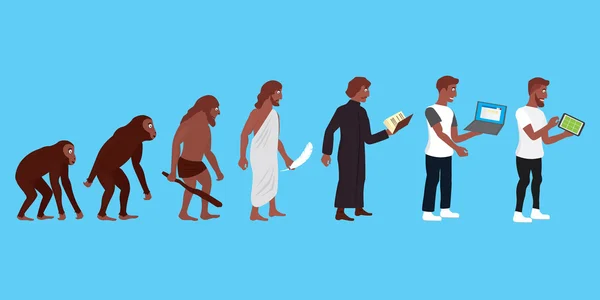 Ilustração da evolução humana e técnica na cor —  Vetores de Stock