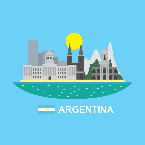 Infográfico da Argentina com edifícios famosos —  Vetores de Stock