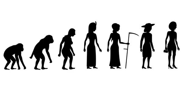 Illustration vectorielle de l'évolution féminine — Image vectorielle