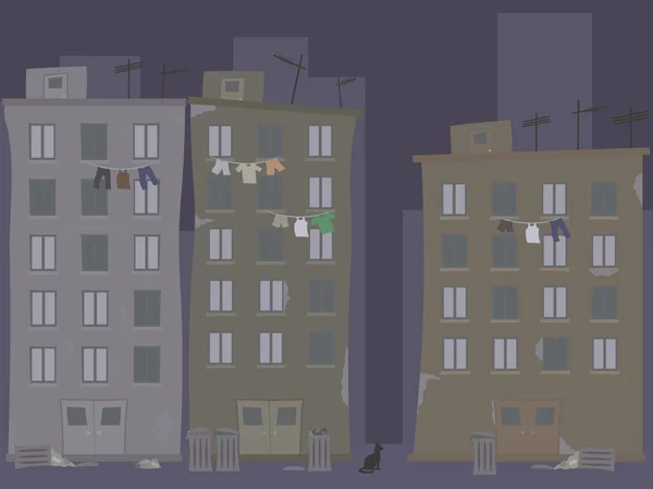 Getto Clothesline asılı giysileri ile. Gecekondu.