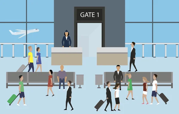 Flygplatsen passagerar terminal illustration — Stock vektor