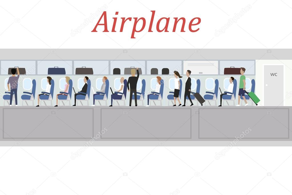 View Interior of Jet Plane with people