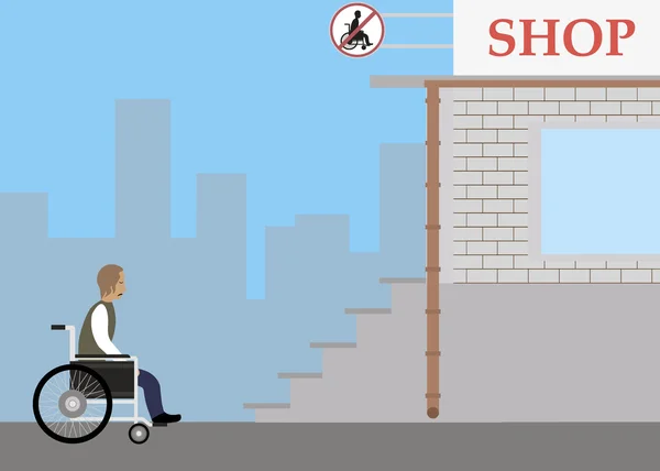 Διακρίσεις σε βάρος ατόμων με ειδικές ανάγκες σε αναπηρική καρέκλα — Διανυσματικό Αρχείο