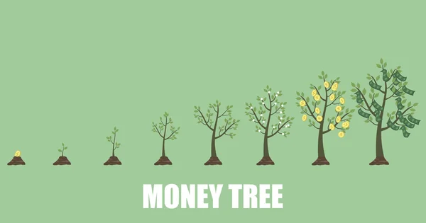 Дерево зростання грошей триває — стоковий вектор