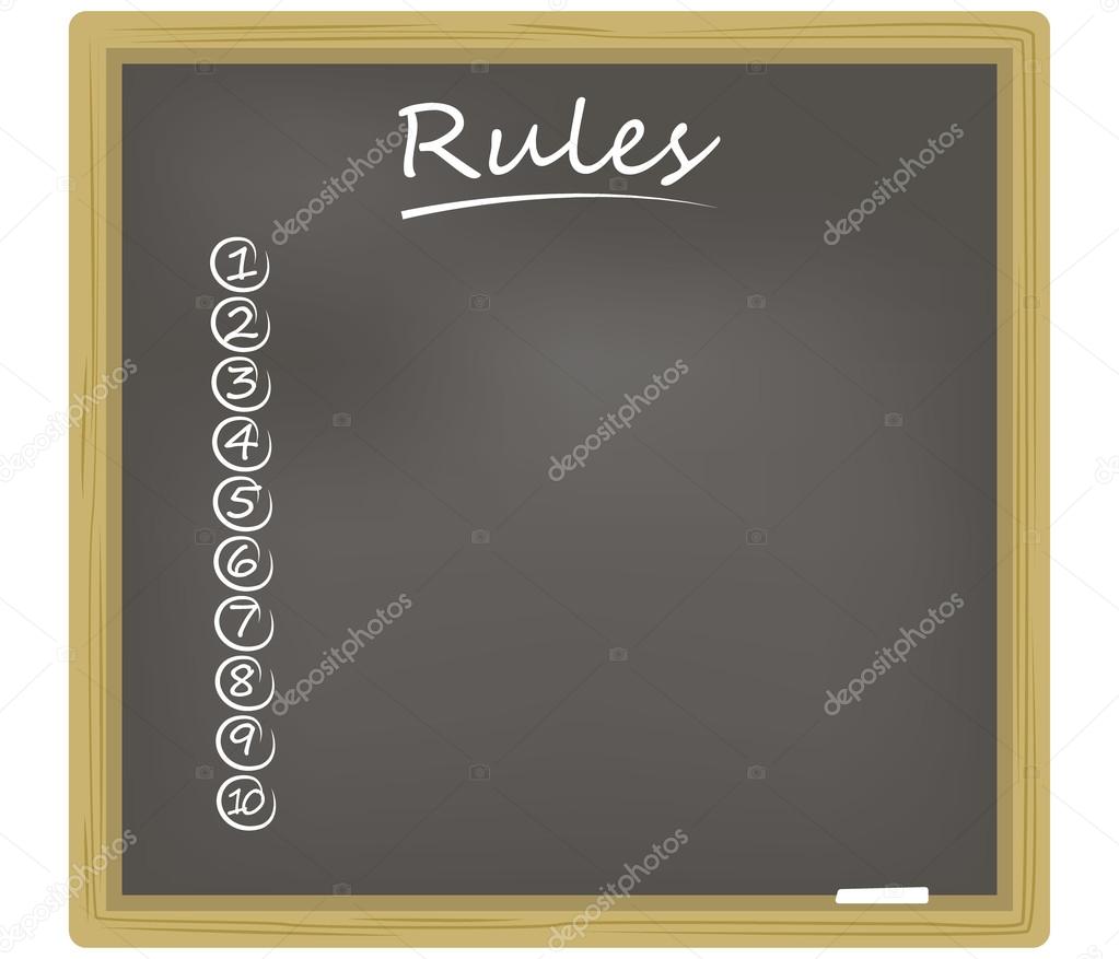 Chalk blackboard with an empty rules list