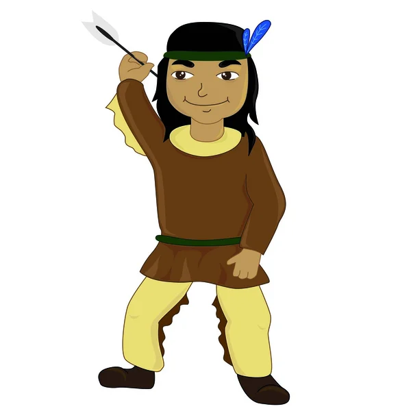 Indiánského chlapce kreslený styl — Stockový vektor