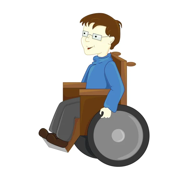 Niño en gafas en la silla de ruedas — Archivo Imágenes Vectoriales