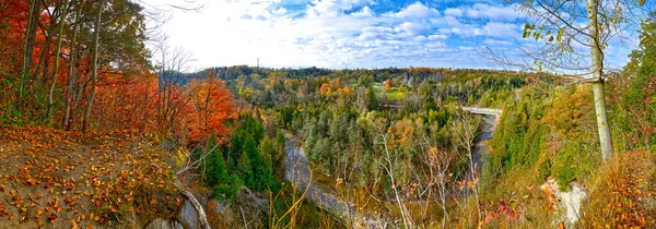 Panoramic view of the river valley from the top of the hill