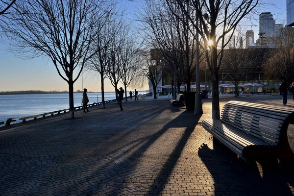 Puesta Sol Frente Puerto Toronto Invierno —  Fotos de Stock