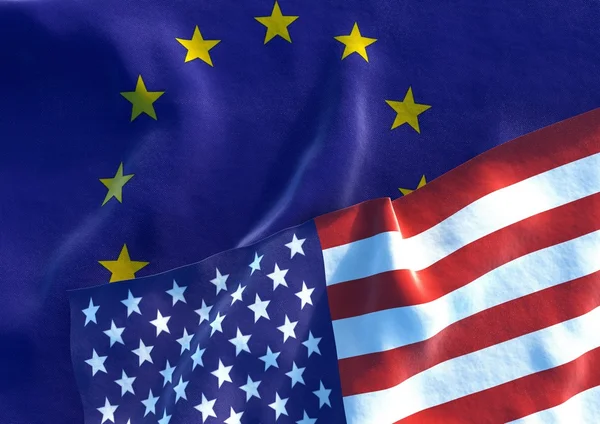 USA i UE flaga. renderowania 3D — Zdjęcie stockowe