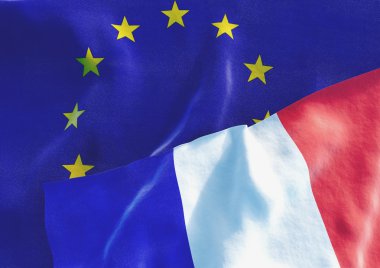 Fransız ve Avrupa Birliği bayrağı. 3D render