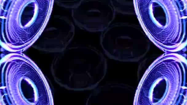 VJ muzikale beweging footage - neon luidsprekers. 3D render — Stockvideo