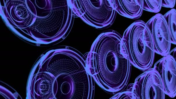 Seamless vj musical motion loop - neon speakers. 3D render — Stock Video