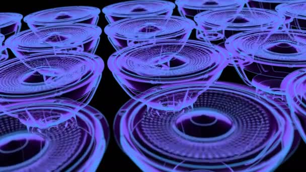 Seamless vj musical motion loop - neon speakers. 3D render — Stock Video