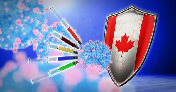 Szczepienie koronawirusem w Kanadzie - renderowanie 3D — Zdjęcie stockowe
