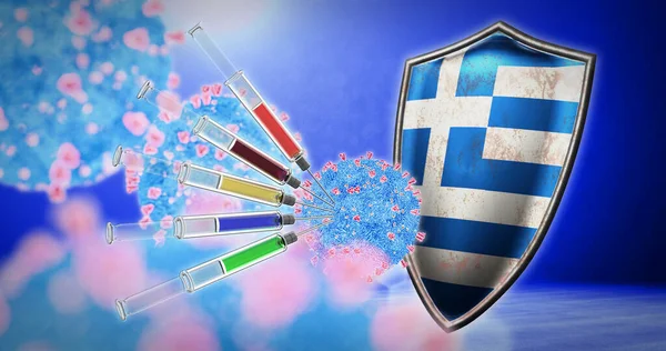 Coronavirusvaccinatie in Griekenland - 3D render — Stockfoto