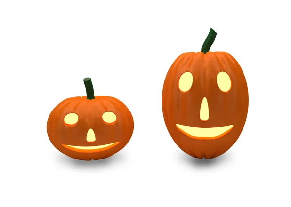 Two smiling pumpkins isolated on white — Stock Photo, Image