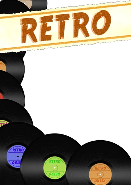 Retro stylized flayer with colorful vinyls — Stock Photo, Image