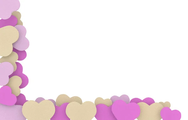 Beżowy, różowy i fioletowy mydło serca ramki — Zdjęcie stockowe