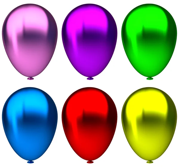 Urodziny fioletowy, niebieski, zielony, żółty, różowy, czerwony balon elementów — Zdjęcie stockowe