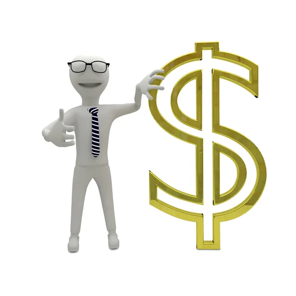 White guy with dollar currency symbol — Stock Photo, Image