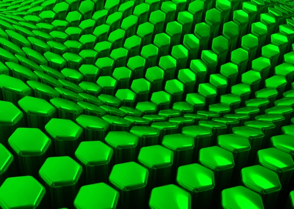 Fundo verde abstrato brilhante de hexágonos — Fotografia de Stock
