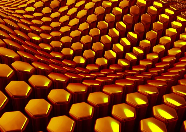 Brilhante abstrato fundo dourado de hexágonos — Fotografia de Stock