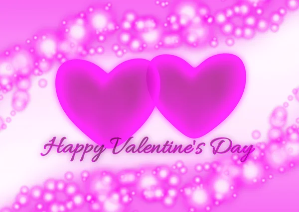 Roze harten en tekst Happy Valentines Day — Stockfoto