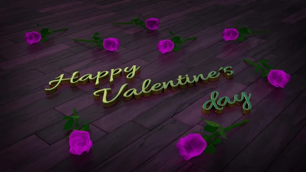 Happy valentines day thema met paarse rozen — Stockfoto