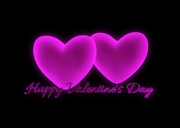 Rózsaszín szívekkel és a szöveg boldog Valentin-nap — Stock Fotó