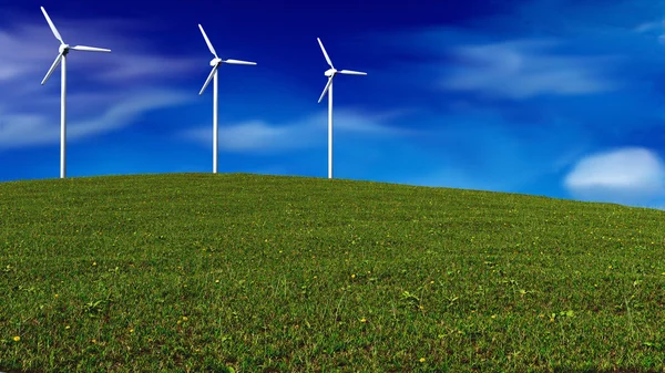 Generadores eólicos en el prado - concepto de energía renovable — Foto de Stock