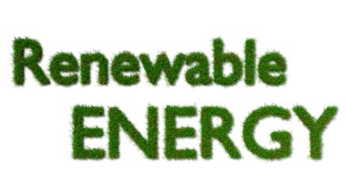 yenilenebilir enerji işareti çimenlerin üzerinde